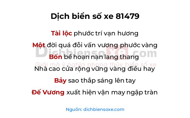 Dịch thơ biển số 81479