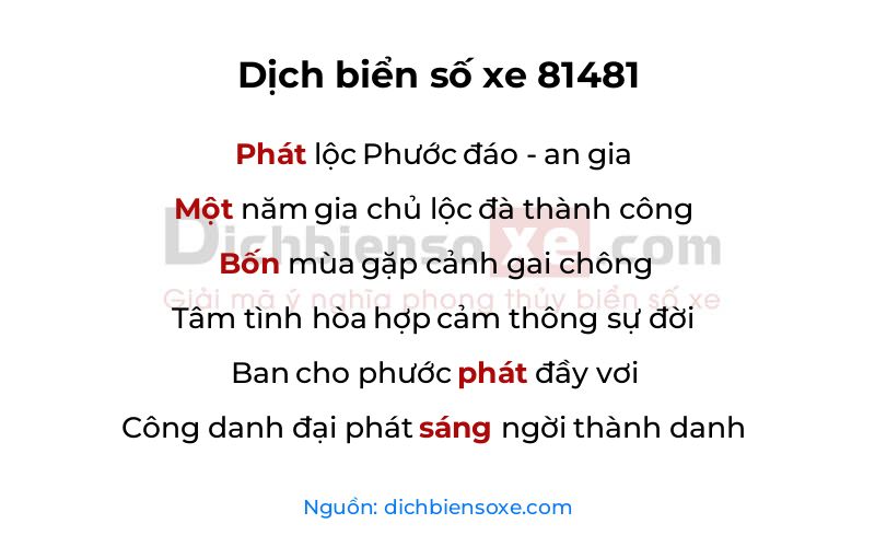 Dịch thơ biển số 81481