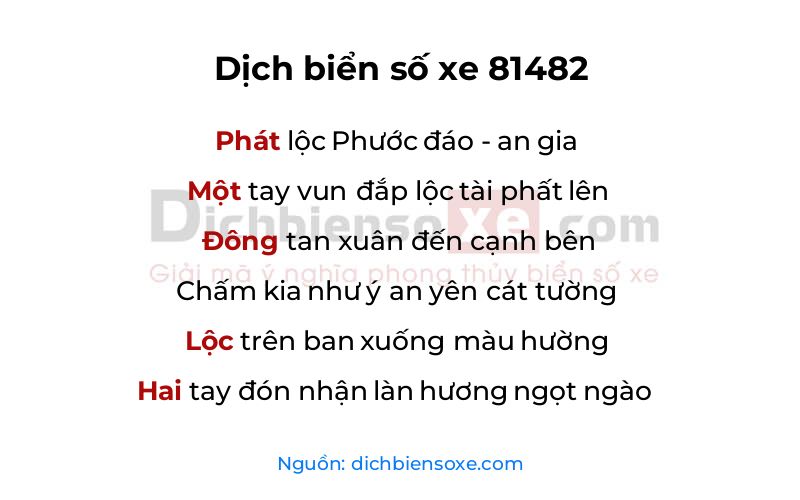Dịch thơ biển số 81482