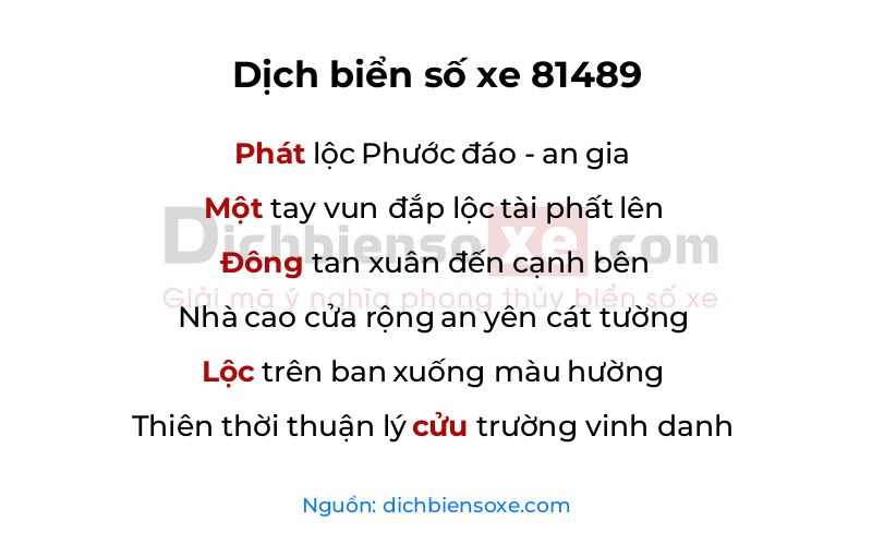 Dịch thơ biển số 81489