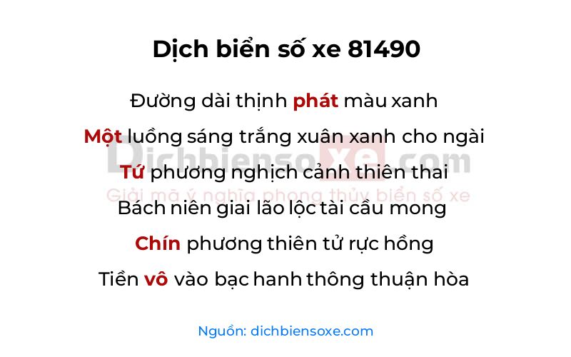 Dịch thơ biển số 81490