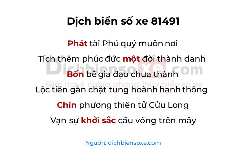 Dịch thơ biển số 81491