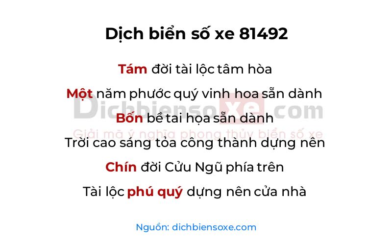 Dịch thơ biển số 81492