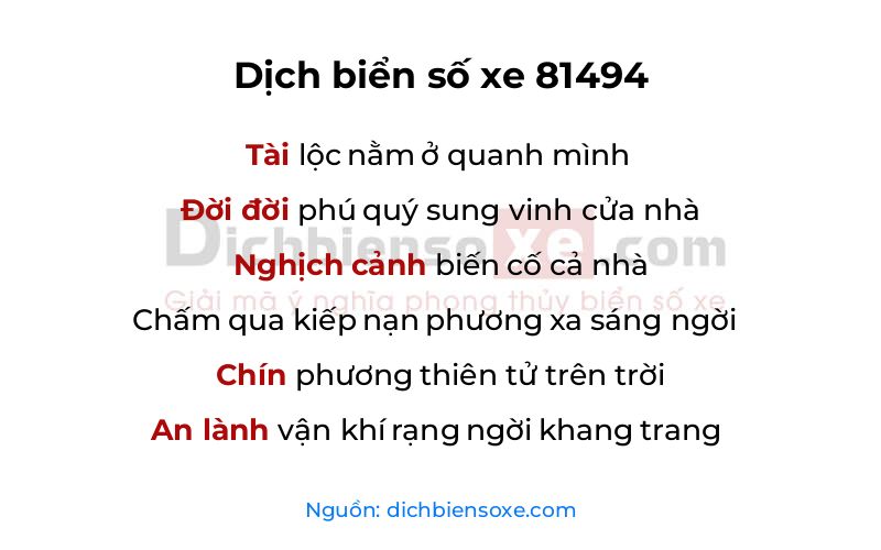 Dịch thơ biển số 81494