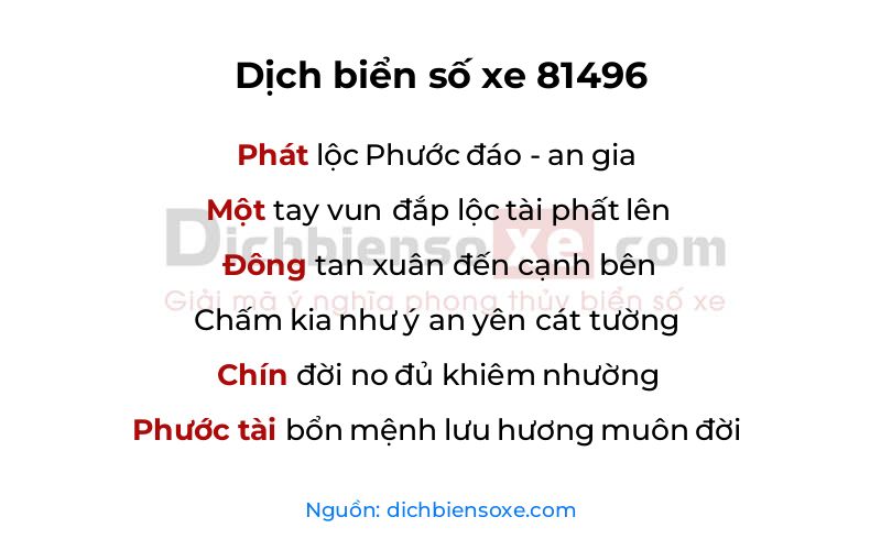 Dịch thơ biển số 81496