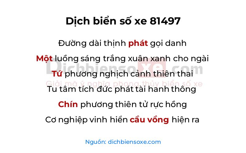 Dịch thơ biển số 81497