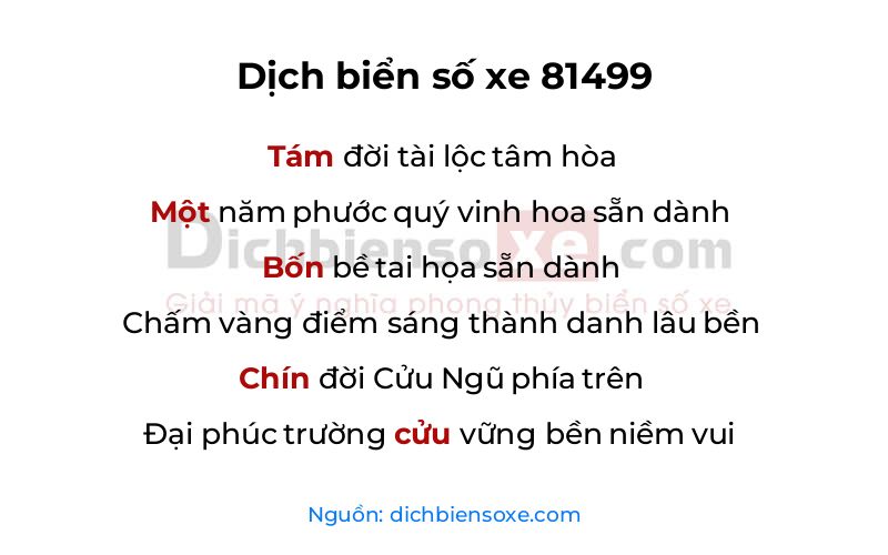 Dịch thơ biển số 81499