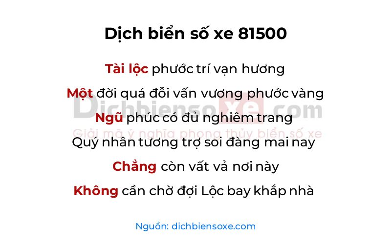 Dịch thơ biển số 81500
