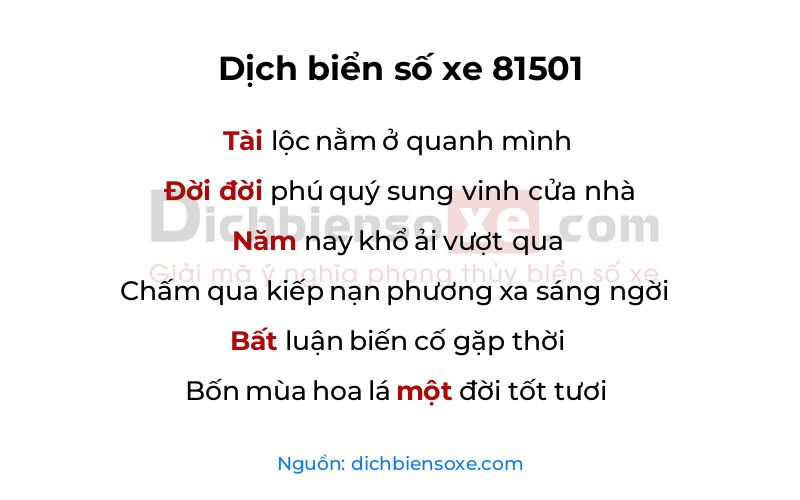 Dịch thơ biển số 81501