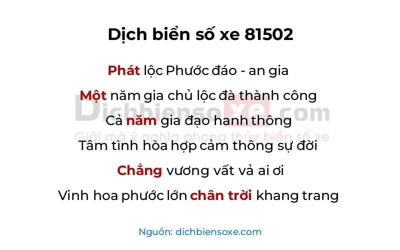 Dịch thơ biển số 81502