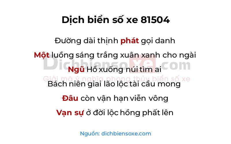 Dịch thơ biển số 81504