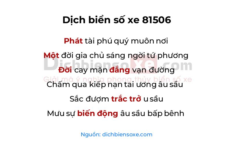 Dịch thơ biển số 81506