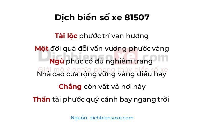 Dịch thơ biển số 81507