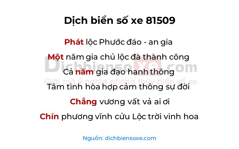 Dịch thơ biển số 81509