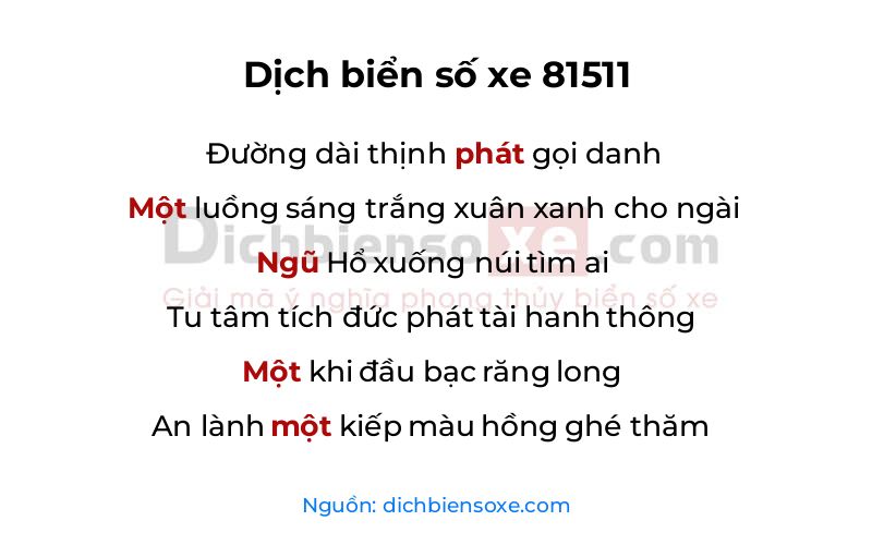Dịch thơ biển số 81511