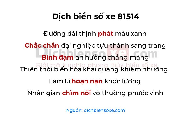 Dịch thơ biển số 81514