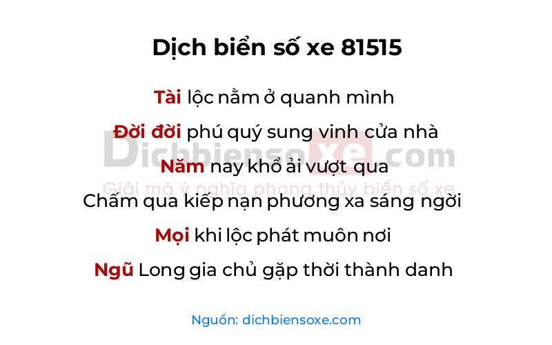 Dịch thơ biển số 81515