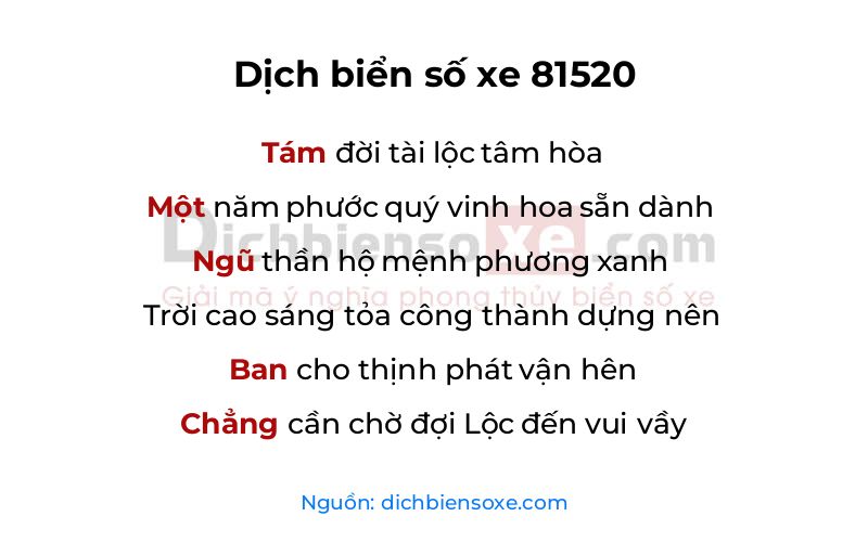 Dịch thơ biển số 81520