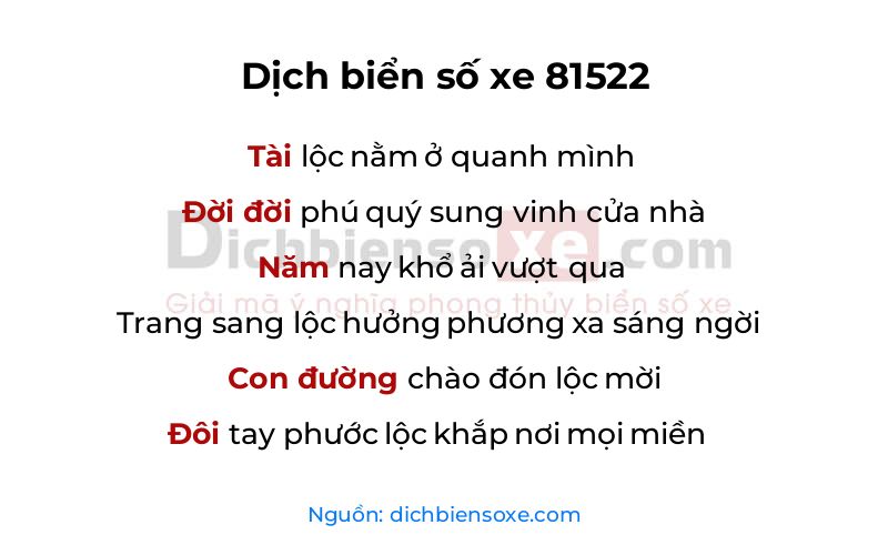 Dịch thơ biển số 81522