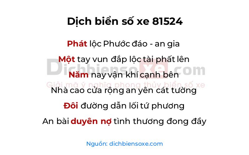 Dịch thơ biển số 81524