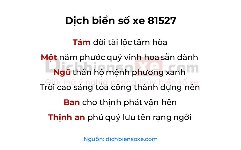 Dịch thơ biển số 81527