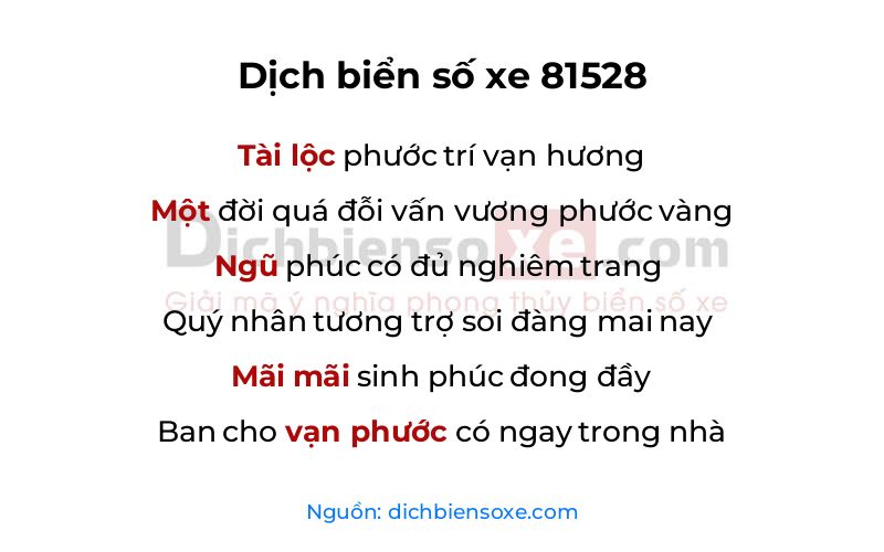 Dịch thơ biển số 81528