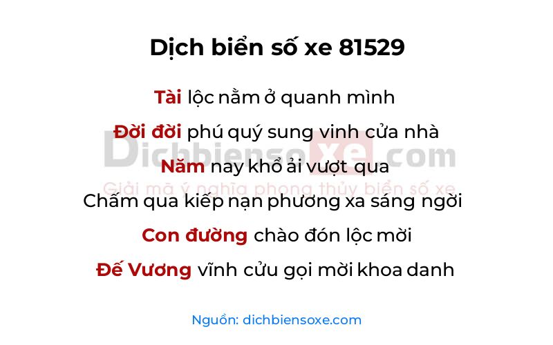 Dịch thơ biển số 81529