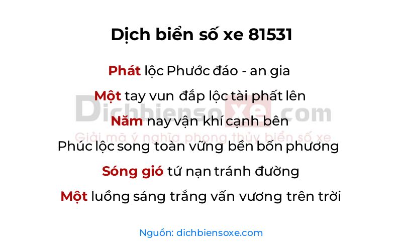 Dịch thơ biển số 81531