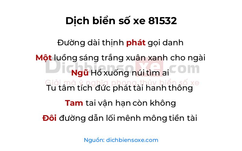 Dịch thơ biển số 81532