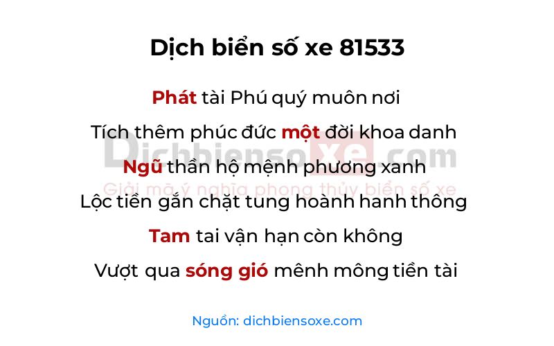 Dịch thơ biển số 81533