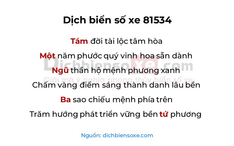 Dịch thơ biển số 81534