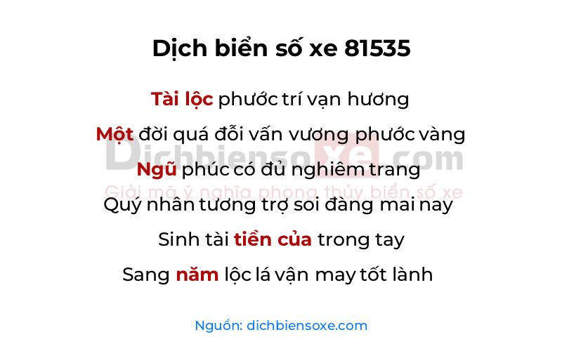 Dịch thơ biển số 81535