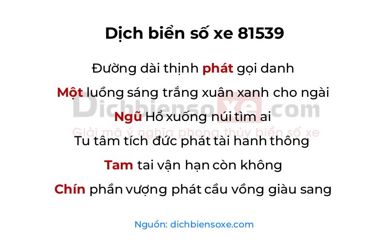 Dịch thơ biển số 81539