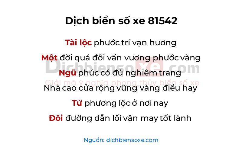 Dịch thơ biển số 81542