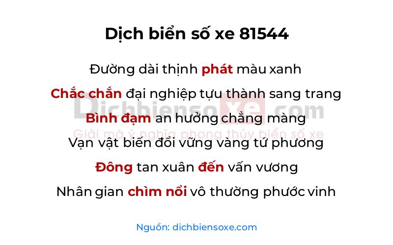 Dịch thơ biển số 81544