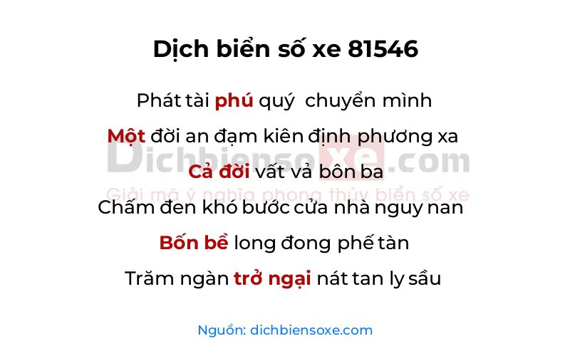 Dịch thơ biển số 81546