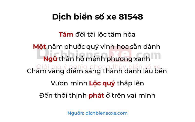 Dịch thơ biển số 81548