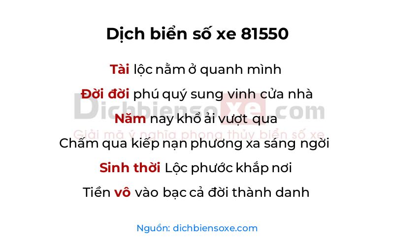 Dịch thơ biển số 81550