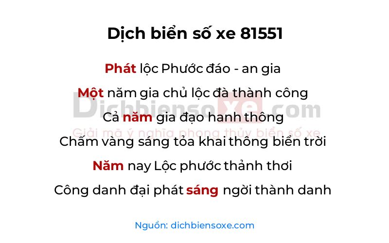 Dịch thơ biển số 81551