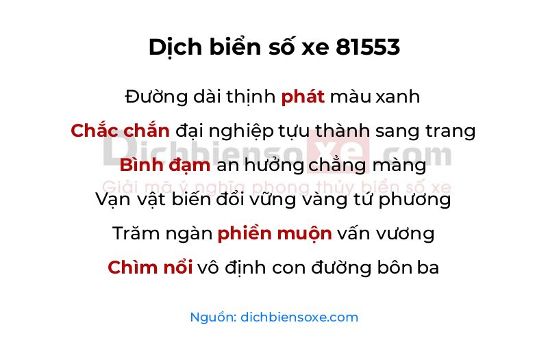 Dịch thơ biển số 81553