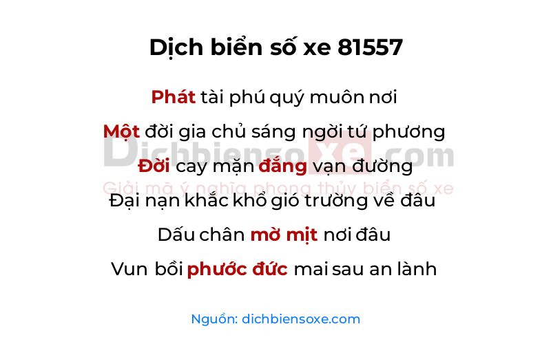 Dịch thơ biển số 81557