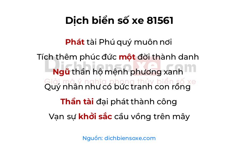 Dịch thơ biển số 81561