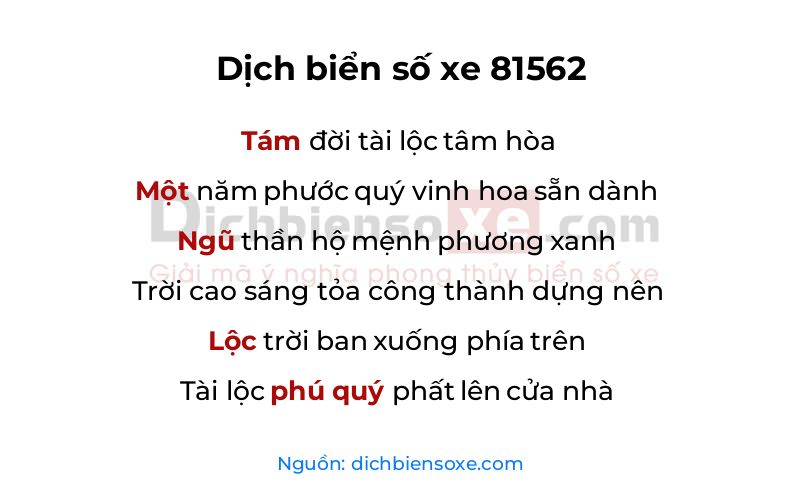 Dịch thơ biển số 81562
