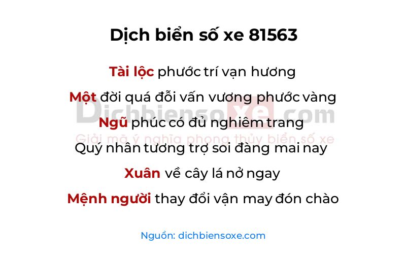 Dịch thơ biển số 81563