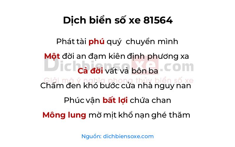 Dịch thơ biển số 81564