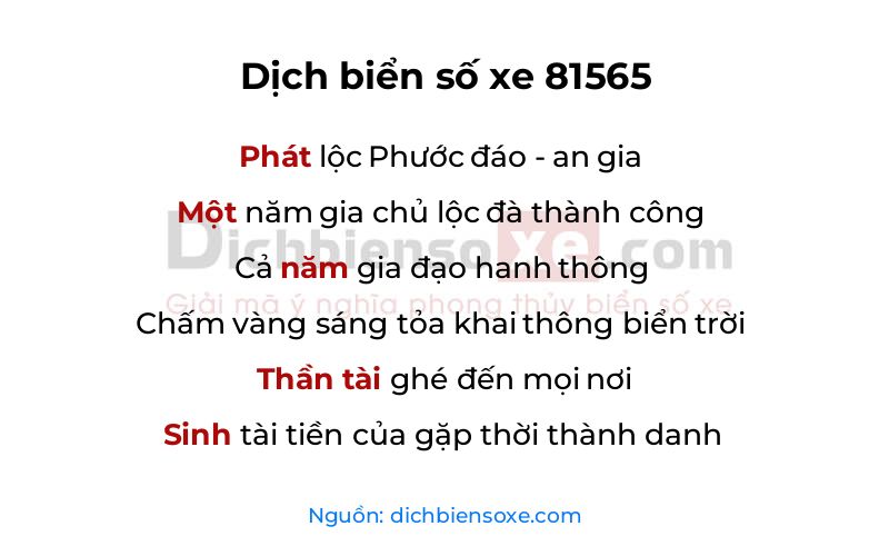 Dịch thơ biển số 81565