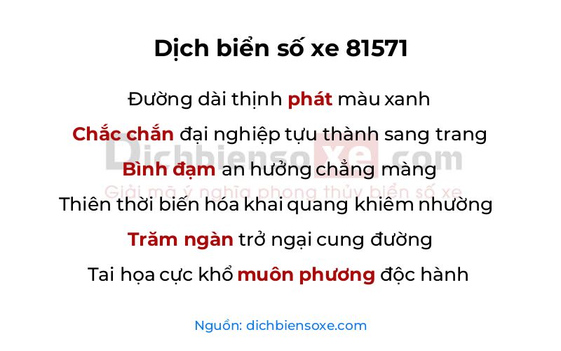 Dịch thơ biển số 81571