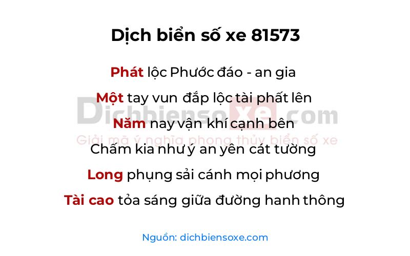 Dịch thơ biển số 81573