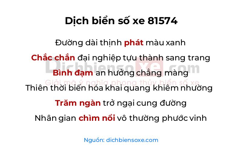 Dịch thơ biển số 81574