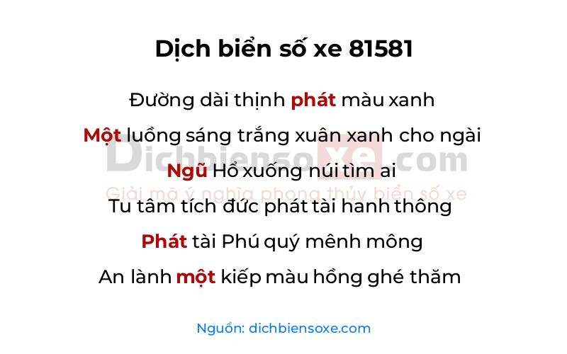 Dịch thơ biển số 81581